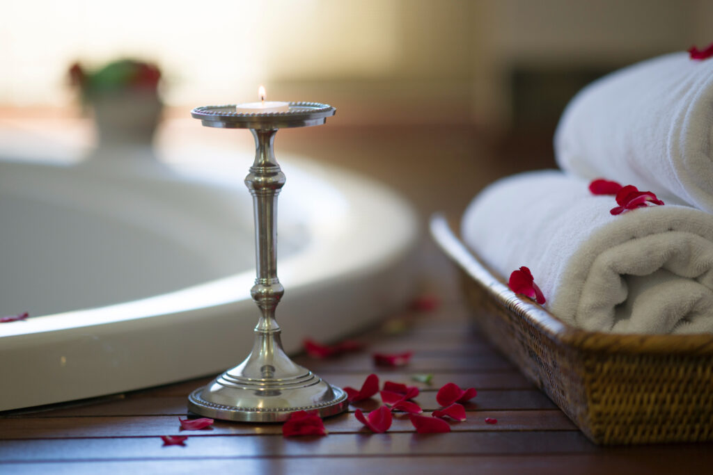Candle and towels
