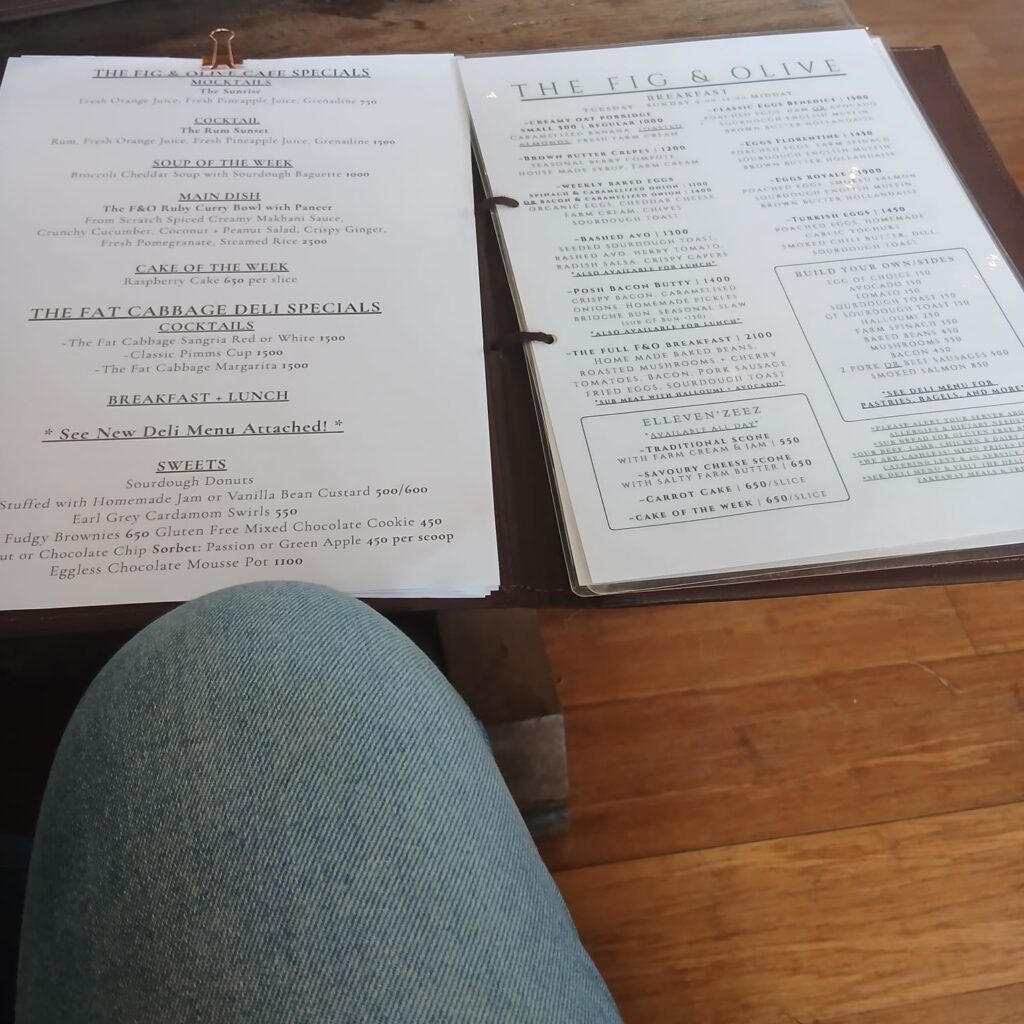 The menu Fig and Olive Tigoni